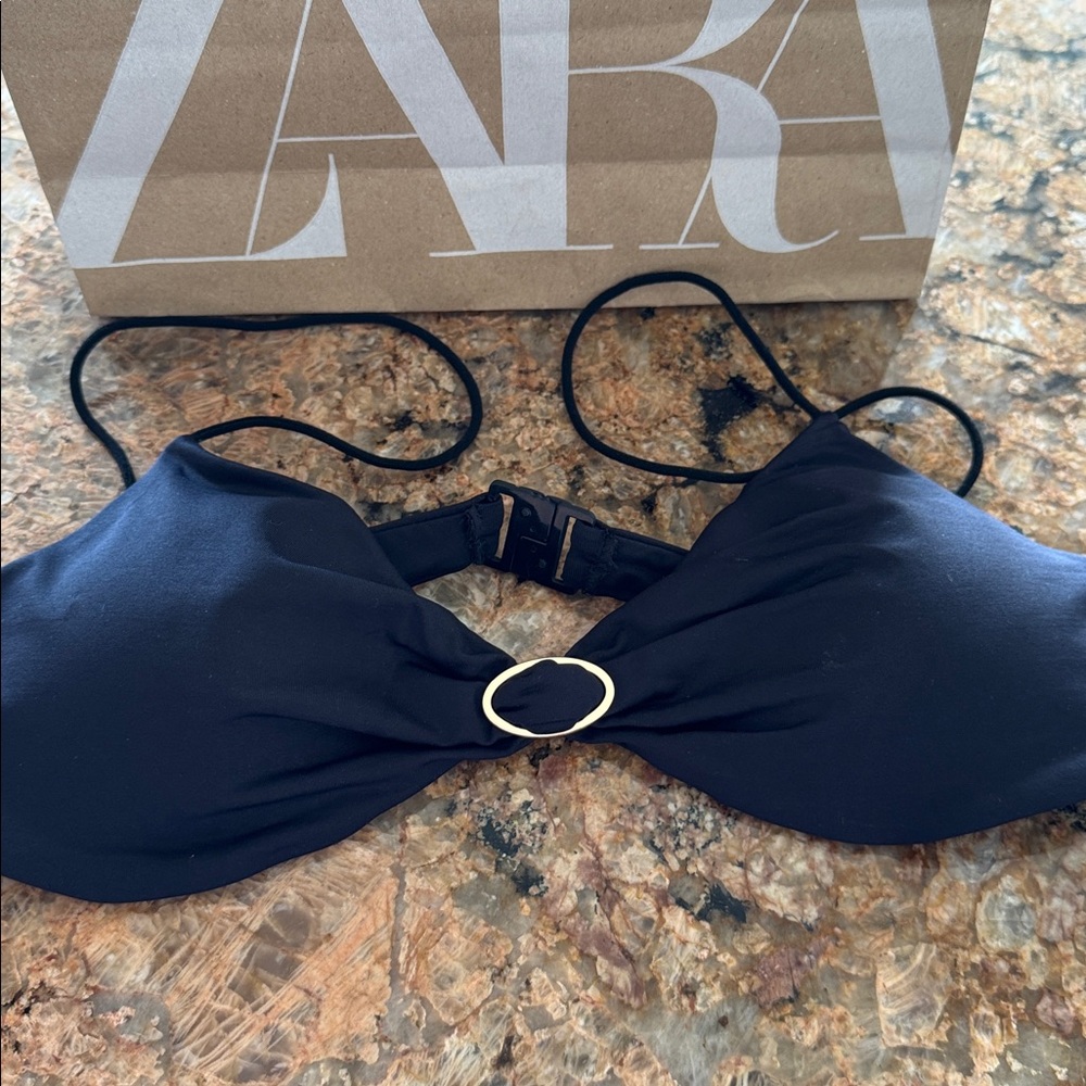 Zara Black Bikini Top with Gold Ring - Picture 7 of 8